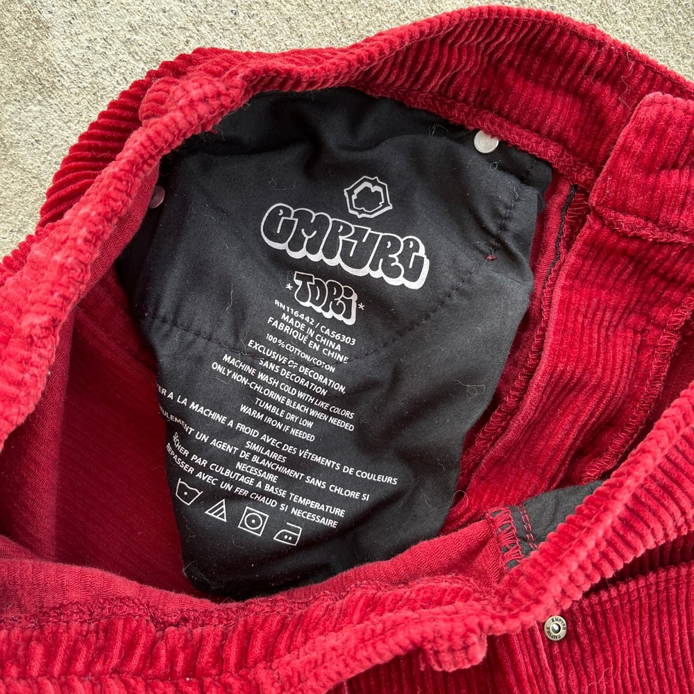 EMPYRE Red Corduroy Skater Pants Relaxed Fit Pleated Front Women Size M - Picture 5 of 6